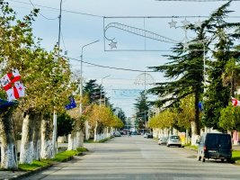 სამტრედიაში ევროკავშირის წევრობის კანდიდატის სტატუსის აღსანიშნად, საქართველოსა და ევროკავშირის დროშები გამოიფინა