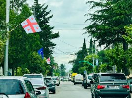 სამტრედიის ქუჩები ევროპის კვირეულთან დაკავშირებით საქართველოსა და ევროკავშირის დროშებით მოირთო