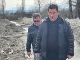სამტრედია, სოფელ ჭაგანში მდინარე ჭურთავაზე ნაპირსამაგრი სამუშაოები მიმდინარეობს